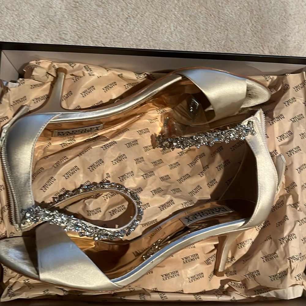 Badgley Mischka ivory bridal shoes